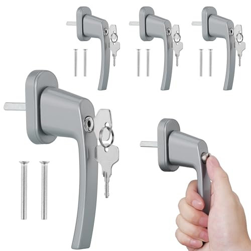 kwmobile 4 Maniglie Porte Finestre con 8 Chiavi - Maniglia Porta Finestra - Blocca Porta Interna Esterna Antintrusione - per Finestre Interne in Plastica Alluminio Legno - Argento