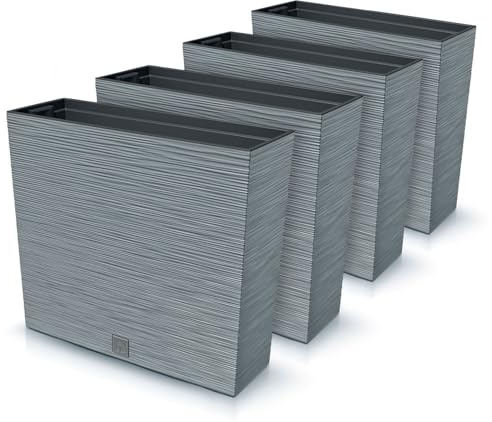 IMJ-Global Modern krukväxtkruka, 44 liters rektangulär slitstark plast utomhus planteringskruka (58 x 18 x 49,8 cm) växtkrukor idealiska för hem, balkong, trädgård, kontor, terrass