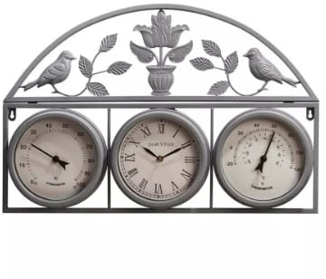 Vision4ever 67CM Garden Wall Weather Station Clock – Outdoor Thermometer, Hygrometer & Waterproof Design