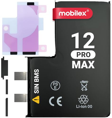 MOBILEX® Batterie sans BMS pour iPhone 12 Pro Max | 3687mAh - Capacité d'origine | Cellule Interne de Rechange | sans Nappe | Soudure requise