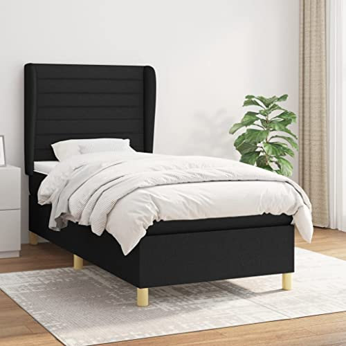 qohoio Boxspringbett mit Matratze Betten Mit Matratze Schlafzimmer Bett Boxspringbett Mit Matratze Schwarz 80x200 cm Stoff - 3128559