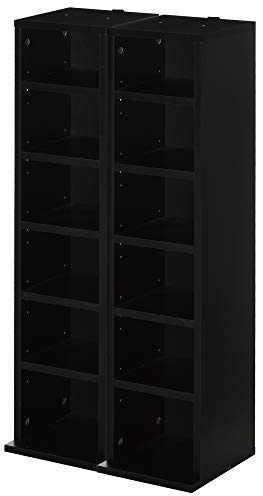 HOMCOM Set di 2 scaffali a colonna per CD-DVD 6 + 6 scomparti 21 x 22,5 x 88,5 cm capacità massima 204 CD nero