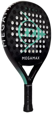 DUNLOP Padel Bat Megamax Silber/Schwarz/Grün – Runde Form, Graphitrahmen – Mittlere Balance, Pro Eva-Kern – Für Anfänger
