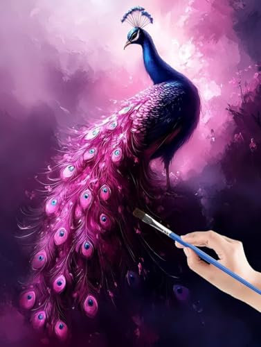 Bird Malen Nach Zahlen ab 7 8 9 10 Jahre Mädchen, Pfau Paint by Numbers Adults, Bastelset Erwachsene Frauen für Anfänger, Malen nach Zahlen Erwachsene Jugendliche, Geburtstagsgeschenk60 x 80 cm 6P-D