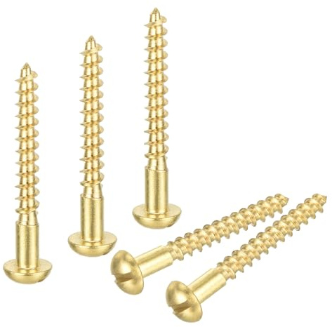QUARKZMAN 20 Pcs Vis à Bois M6 X 50mm à Tête Ronde Fendue en Laiton | Auto-Taraudeuses