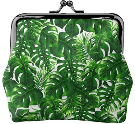 Monstera Deliciosa Banana Palm Printing Minimalist Travel Wallet, Small Storage Pouch for Hiking Trips and Outdoor Excursions