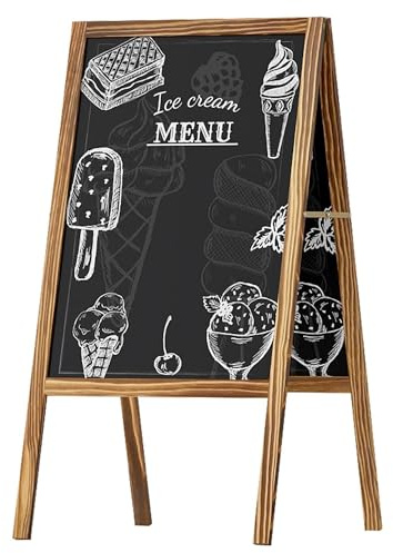 uyoyous Kundenstopper klappbar 53x95 cm Beidseitig Outdoor Werbetafel Aufsteller mit Holzrahmen für Restaurant Café Bar Bistro