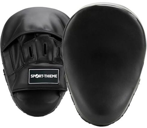 Sport-Thieme Boxpratzen Curved | Gebogene Pratze mit Griffball für optimalen Halt | Paar | Eva Schaumstoff, Kunstleder, stoßdämpfend, 26x19x6 cm, 500 g