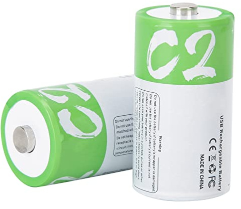 Jectse C Batteries Rechargeables avec Connexion USB Haute capacité 5000 WMH 1,5 V pour Les Caméras Numériques, Les Jouets, Les Télécommandes, Le Matériel ABS Portable