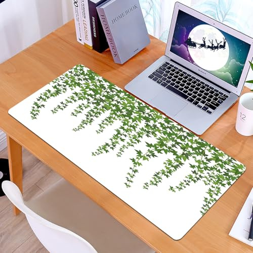 KDWJS Gaming Mouse Pad Mouse Mat - 35.5 x 16 in - XXL mousepad - Table mat large size - improved precision and speed - Green ivy. Creeper wall climbing plant hanging from above. Garden decoration ivy