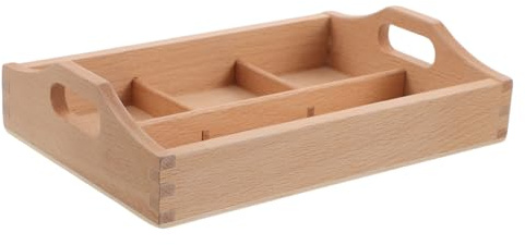VERDANVERSE Vassoio di Servizio in Legno di Faggio con Manici, Robusto e Multipurpose, per Colazioni e attività Montessori in Aula per Bambini Piccoli