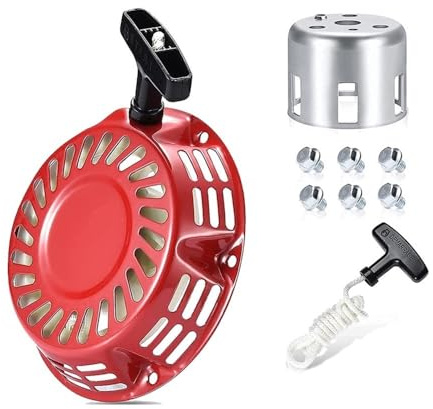 Rückstoßstarter, Hülse, 6 Schrauben und Ersatzgriff passend for Rasenmäher mit 163 cm³ und 196 cm³ Motor (168F, 170F, GX120, GX140, GX160G, X200).(Type3)