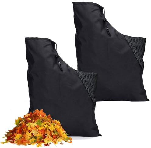 yolzhxe 2 Pièces Respirant Sac pour Aspirateur Souffleur avec Filet | Universel Souffleur de Feuilles, Grande Capacité Réglable Sac Collection Feuilles, pour Jardin, Parc, Espaces, Pelouse
