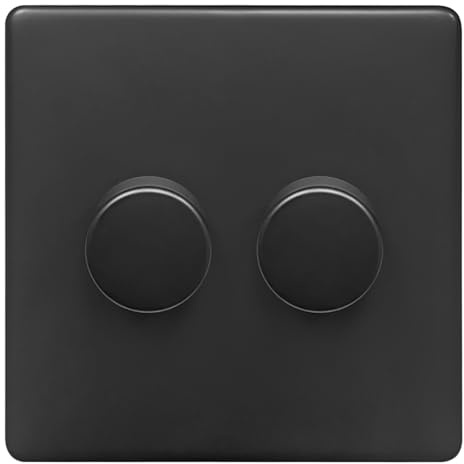 Matte Black 2 Gang LED Dimmer Switch, 2 Way, 5w - 100w BL353
