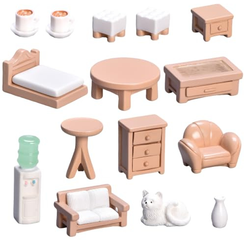 TenaLucy 15 Pièces Jouet Miniature Accessoires de Jardin Féérique Classique | Maison de Poupee Miniatures,Maison Accessoires pour Maisons de Poupée,Jouet Fille Meuble Maisan Poupee pour 3 Ans Plus Enfant