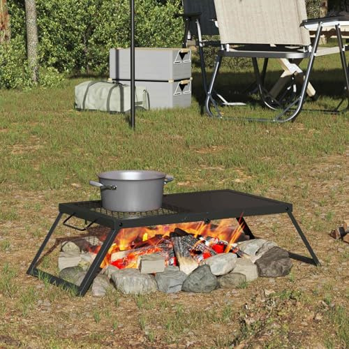 Kaloriko Gril de Camping Pliable Noir en Acier allié 68 x 30 x 17 cm, Portable, résistant aux intempéries, Barbecue Charbon pour Jardin, terrasse, Balcon, Camping, Pique Nique et Repas d'été