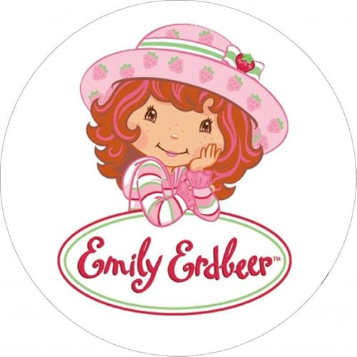 Emily Erdbeer Runde Tortenaufleger 20CM - Geburtstag Tortenbild Zuckerbild Tortenplatte Oblate Kuchenzuckerplatte