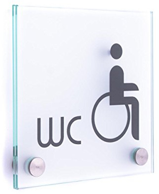 Türschild Glas Vitrum B (130/130 mm B2) (WC Behinderte standard)