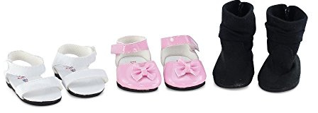 Emily Rose 14 Inch Fashion Doll Clothes 3 Pair Value Pack Doll Shoes/Boots - Compatible with Hard-Bodied Fashion Dolls Like Wellie Wishers - USA Business