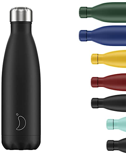 Chilly's Water Bottle - Stainless Steel and Reusable - Leak Proof, Sweat Free - Black - 500ml