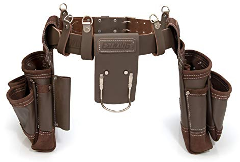 Estwing 14-Pocket Framer's Set Work/Tool Belt, Durable Leather, Steel Hardware, Rivet-Reinforced, Rings for Work Suspenders, Hammer Holder, Nail Puller Loop, Adjustable