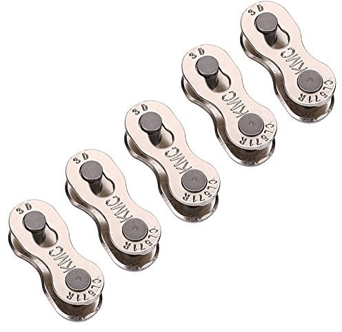 Fafeims 5 Pairs Heavy Duty Bike Quick Release Chain Steel Mater Link Magic Joint Connector for 8/9/10 Speed , Silver(8/7/6 speed)