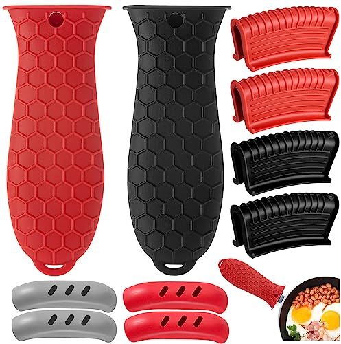 Cast Iron Handle Cover, 10 Packs Silicone Pot Holders, Cast Iron Handle Covers Heat Resistant, Non-Slip Pot Handle Covers, for Frying Cast Iron Skillet Metal Pan