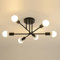 Goeco Lámpara de Techo Industrial, 6 Luces E27 Plafon de Techo, Negro Vintage Lámpara de Araña para Dormitorio, Sala de Estar, Pasillo, Cocina, Comedor (No Incluidas Bombillas)
