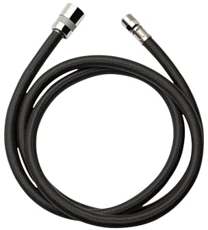 Universal Brauseschlauch Schwarz 150 cm 1/2 Zoll x M15x1 für Küchenarmatur mit ausziehbarer Brause | Ersatzschlauch mit chrom Anschlüssen | Brauseschlauch für Wasserhahn | (Schwarz 150 cm)