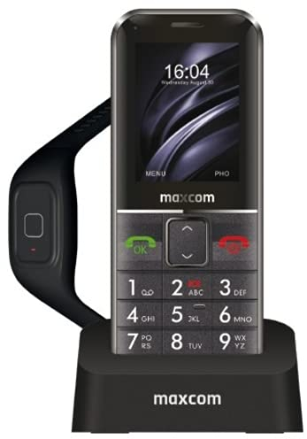 Maxcom - MM735BB SOS Téléphone Portable Senior avec Bracelet SOS étanche sans Fil