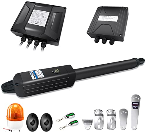 TOPENS A8131 Single Swing Gate Opener Heavy Duty Automatic Gate Motor for Single Swing Gates Up to 5.5m, Electric Driveway Gate Operator AC Powered with Remote Control, Beacon and Photo Sensor