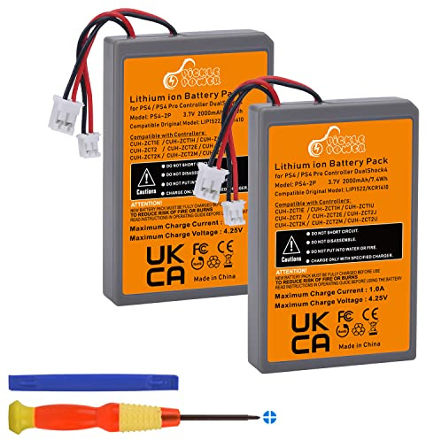 PS4 Controller Akku, Pickle Power 2 x 2000mAh PS4Pro Akkus | für Sony Playstation 4 Dualshock 4 V1 V2 Controller CUH-ZCT2 CUH-ZCT2E CUH-ZCT1E CUH-ZCT1U mit Werkzeug