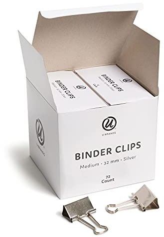 U Brands Binderklammern, Metallic-Silber, Büro-Organisationsbedarf, 32 mm, 72 Stück