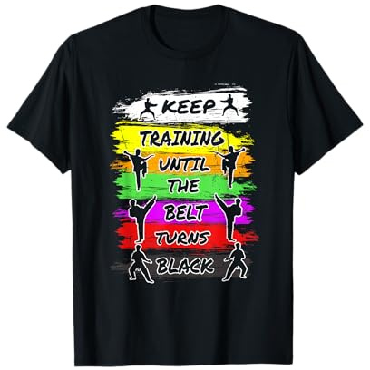 Keep Training Until The Belt Turns Black Retro Karate T-Shirt Small