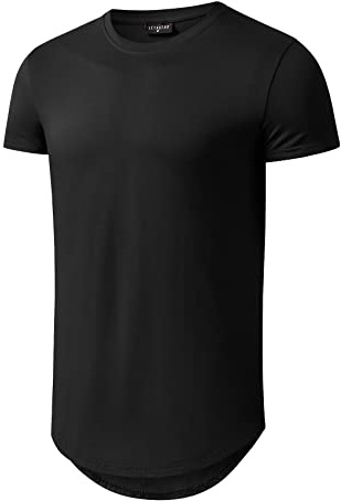 LETAOTAO Longshirts für Herren, Hip-Hop-Shirt, Longline, Batik-Shirt, Hipster, Fitnessstudio, T-Shirt, Jakobsmuschel-T-Shirt (normal und groß und groß), schwarz 2, 3XL/Tall