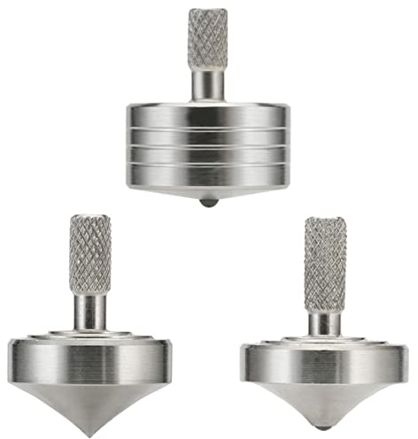 Kreisel Metall, Zappeln Spielzeug Desktop Mini Spinner Präzision Gyroskop, Edelstahl Dekompression Desktop EDC Tötungszeit Stressabbau-Spielzeug ​für Erwachsene (3PCS Silber Stil 1+Stil 3+Stil 4)