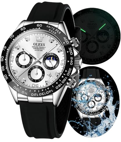 OLEVS Herren Chronograph Quarz Uhren, Leuchtende Uhren für Herren, Mode, Freizeit, Kleid
