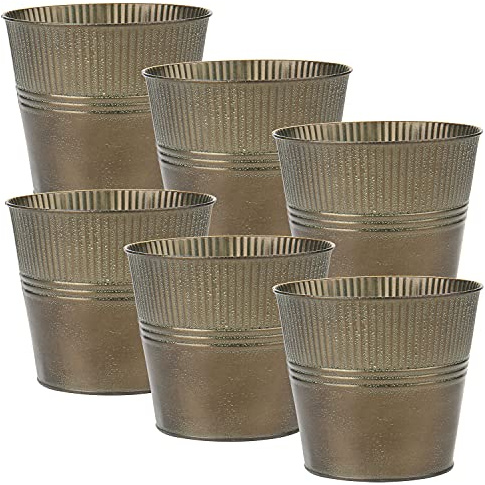 6er Set Blumentöpfe aus verzinktem Stahl perfekt für Moderne Dekoration und Pflanztöpfe, Dekorativen Zink Töpfen drinnen und draußen