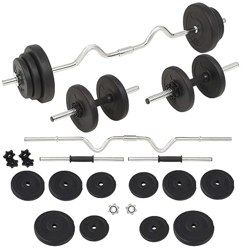 Langhantel- und Kurzhantelset 30 kg, JUNZAI Hanteln Set, Kurzhanteln, Dumbbells, Hantelset, Kraftraining, Strength Training Equipment, Gewichte Set