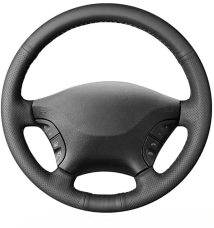 MEWANT Custom DIY Lenkradbezug aus Schwarzem Kunstleder für Mercedes Benz W639 Viano 2006–2011 Vito 2010–2015 | Mercedes Benz W639 Viano 2006-2011 Vito 2010-2015 Kunstleder Atmungsaktiv Für Beheizte Lenkräder Langlebig