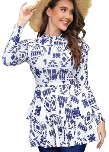 BaJooruly Muslim Swimsuit for Women Full Coverage Islamic Modest Swimsuit Burkini(XXL,J3)