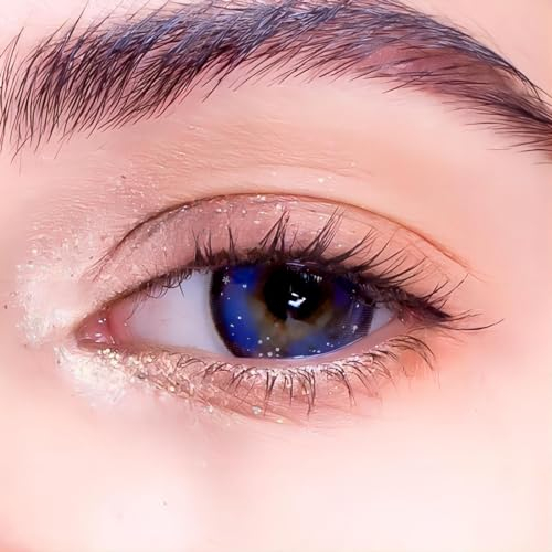 Farbige Kontaktlinsen 1 Paar Galaxy Universum Anime Manga - STARK DECKEND - Heroes Of Cosplay - Jahreslinsen für Kostüme, Halloween, Fasching, Karneval mit gratis Linsenbehälter - Ohne Stärke