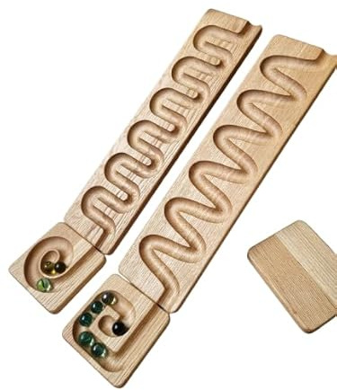 Marble Run Track Race Machine Personalized Wooden Maze Board Ball Run Course Gift for Kids Run Race Winding Track Roller (Set of 2)