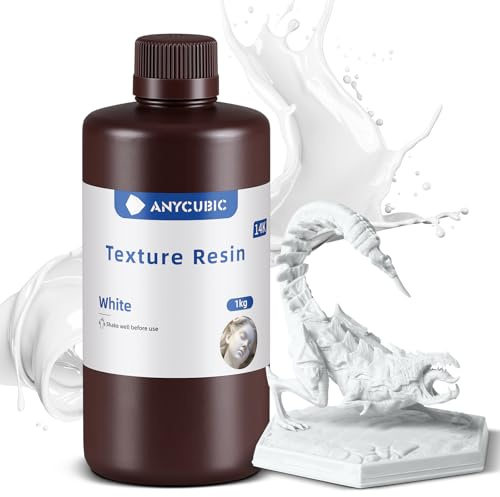 ANYCUBIC 14K Texture Resin, UV 405nm Hochpräzises 3D Resin, Weiß 1000g | Mattes Finish, Geruchsarm, Leicht zu reinigen, Geeignet für verschiedene Miniaturszenen