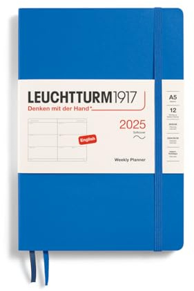 LEUCHTTURM1917 370790 Wochenkalender Medium (A5) 2025, Softcover, Sky, Englisch