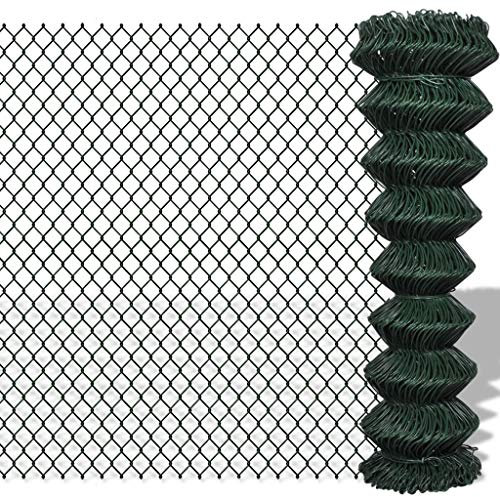 Homgoday Kedjelänk, staket, stål, 1,5 x 25 m, grön, kedjelänk, trådnätrulle, nätstaket, rulle, fjäderfänät, kycklingtråd, kanindjursstaket, trädgårdspanel