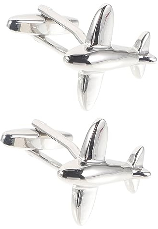 Hohopeti Gemelos de Camisa Avión Novedosos para Hombres, Latón Plateado Resistente, Diseño Decorativo y Elegante, Accesorios para Trajes y Reuniones Formales