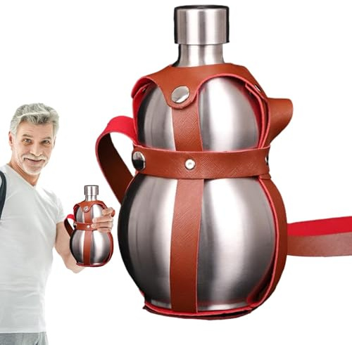 Qutalmi Bouteille d'eau Gourde en Acier,Bouteille Gourde en Acier Inoxydable | Bouteille d'eau de sport de 1,5 L avec sangle de transport pour salle de sport,Bouteille d'eau de bouteille de voyage,
