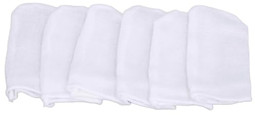 6 Pcs Baby Finger Brush Soft Toddler Finger Toothbrush Cotton Gauze Teeth Tongue Cleaner with Fixing Ring for Baby Kids