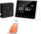 Thermostat sans Fil WiFi,Thermostat chaudiere gaz a Pile,Thermostat d'ambiance programmable à 2 Fils contrôlé par Tuya ou Smart Life,Compatible Alexa et Google Home Commande Vocale, 3A, Mural (Noir)